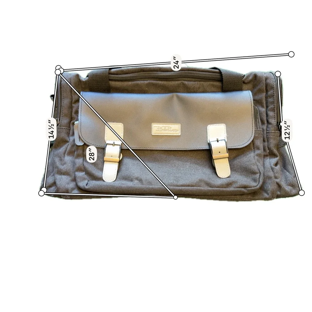 Bella Russo Duffel Bag Unisex Large Black Excellent Canvas Travel Gym Weekender